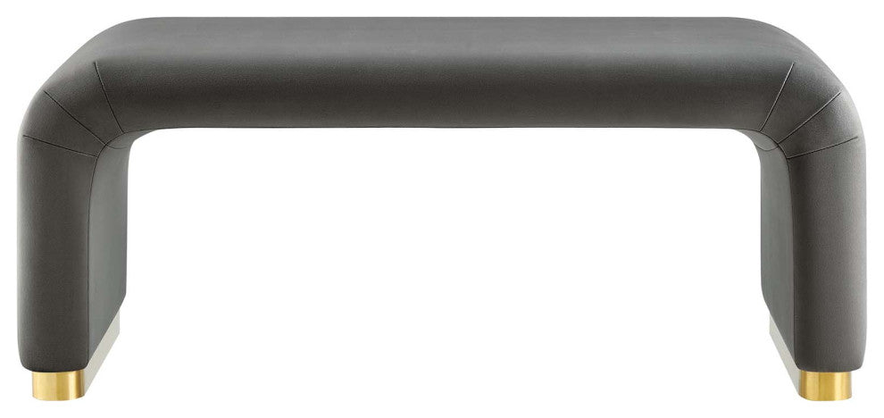 Koda Performance Velvet Waterfall Ottoman - Brass Storm Gray