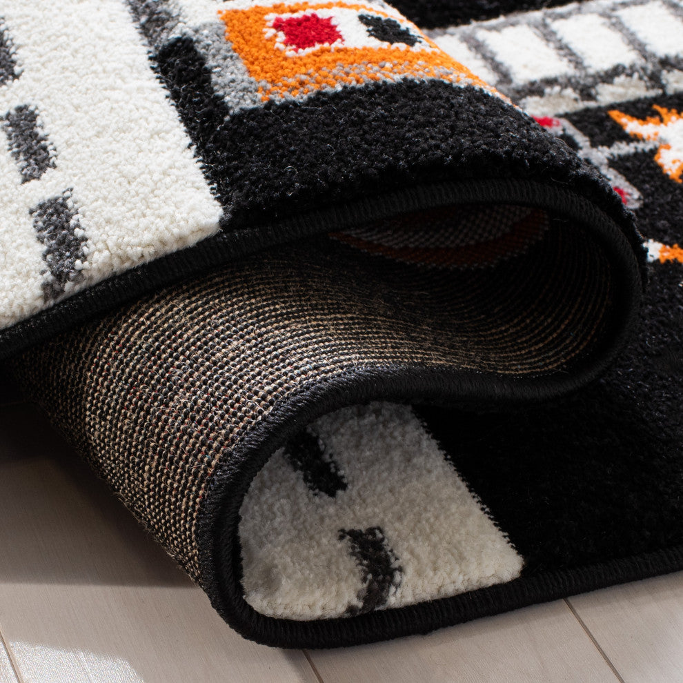 Safavieh Carousel Kids Collection CRK192Z Rug, Black/Ivory, 6'7" X 6'7" Square