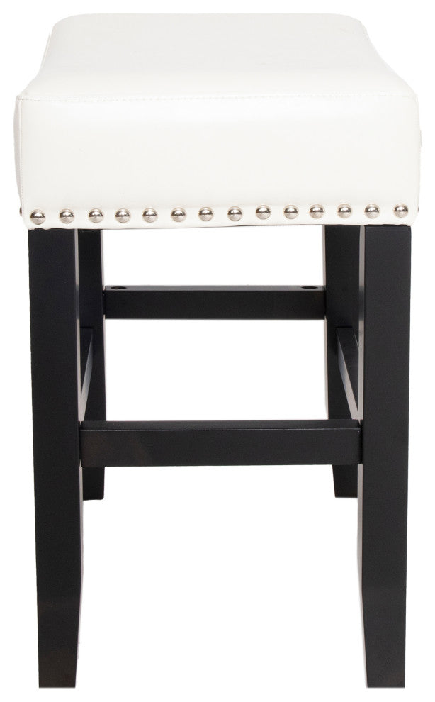 GDF Studio Ralph Off-White Leather Backless Counter Stool, Set of 2