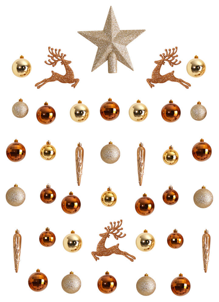 Holiday Xmas 40 Count Lux Shatterproof Ornament Set With Re-Useable Storage