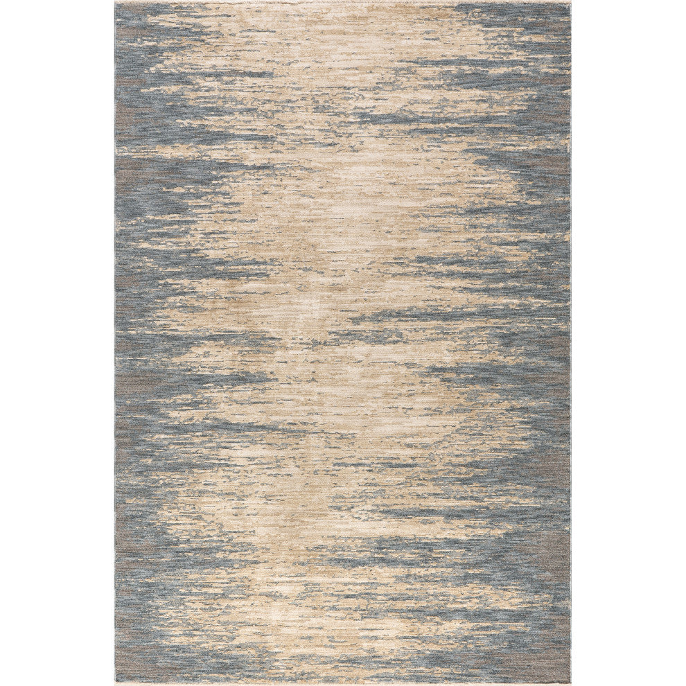Fiadh Abstract Fringe Area Rug, Blue 9'x12'