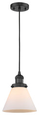 1-Light Large Cone 8" Pendant, Matte Black, Glass: Matte White Cased