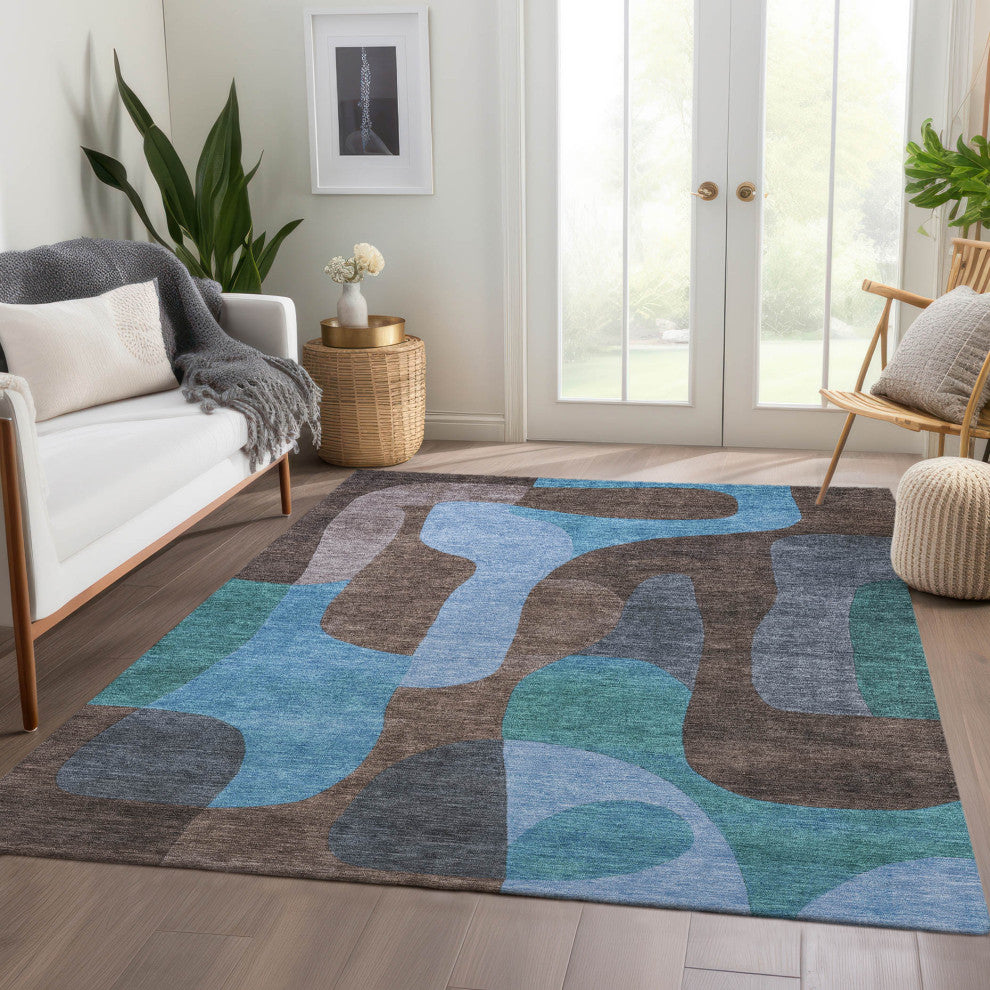 Machine Washable Indoor/Outdoor Chantille ACN1867 Brown 9' x 12' Rug