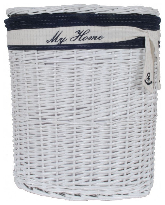 14.5" X 20" X 23" Whiteblueovalwillow Basket Set Of 5