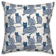 Blue Cat Pattern 18"x18" Spun Poly Pillow