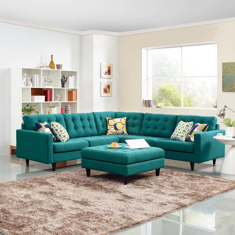 Modern Contemporary Urban Living Sectional Sofa Set, Aqua Blue