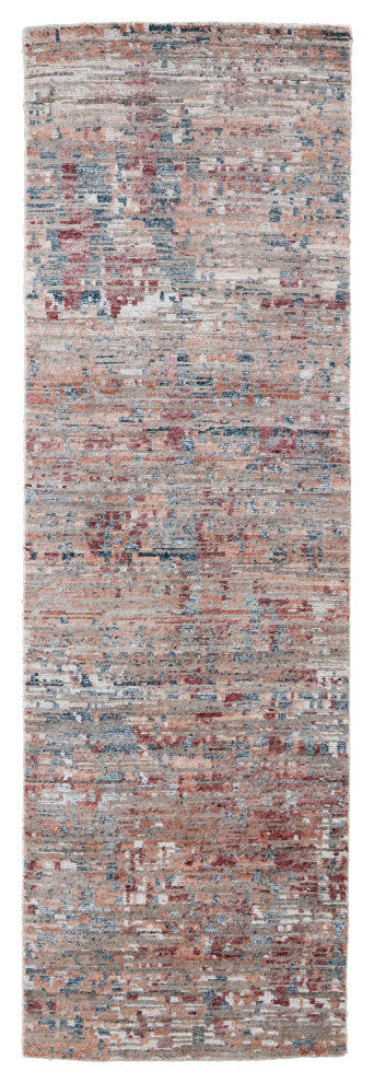 Weave & Wander Clarkson Rug, Copper/Blue/Henna, 2ft-6in x 8ft Runner
