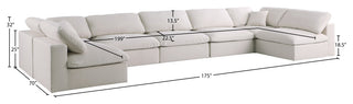 Plush Velvet / Down Standard Comfort 7-Piece U-Shaped Modular Sectional, Cream