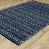Cayden Textural Stripe Wool Blend Navy/ Blue Hand-tufted Rug 8' x 10'
