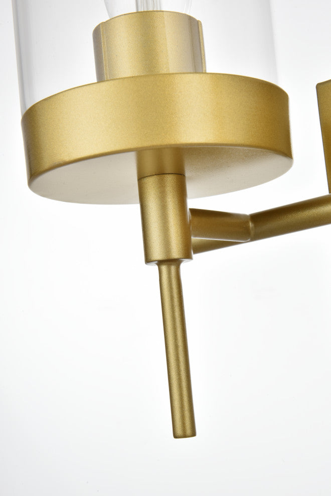2 Light Brass And Clear Bath Sconce