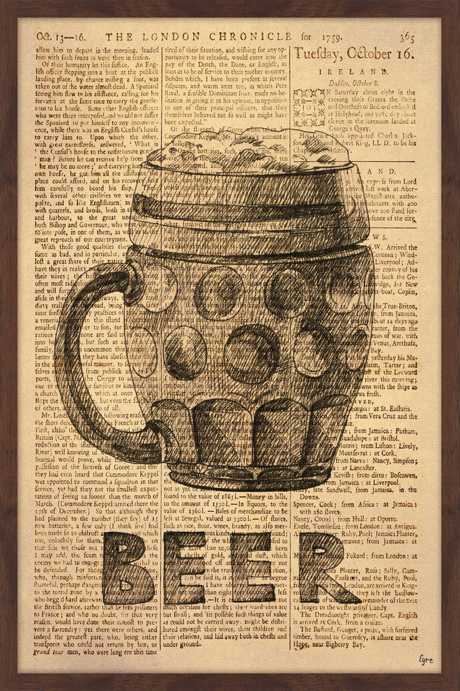 "Beer Stein" Framed Painting Print, 12"x18"
