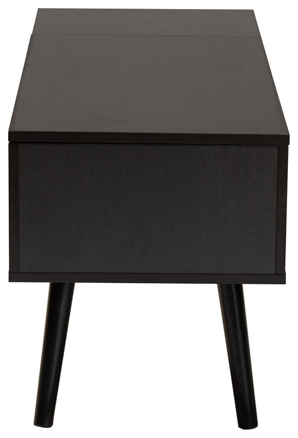 Modern Two-Tone Black and Espresso Brown Finished Wood Coffee Table