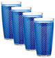 Fishnet Doublewall Drinkware Glasses, Blue, 22 oz., Set of 4