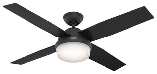 Hunter 52" Dempsey Matte Black Ceiling Fan, LED Kit, Remote