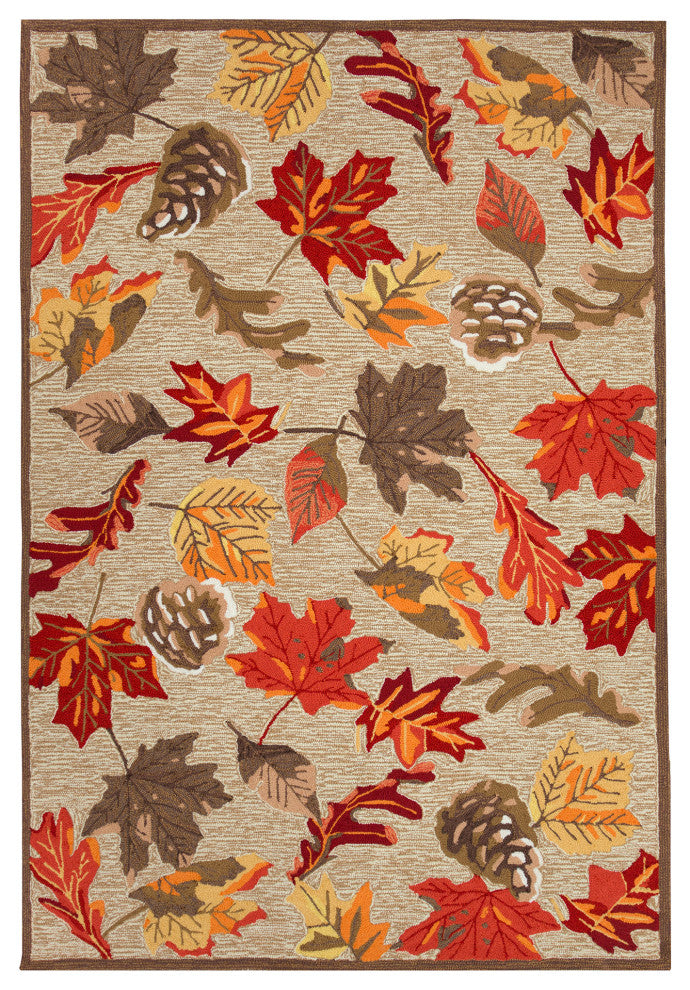 Ravella Falling Leaves Indoor/Outdoor Rug Natural 7'6"x9'6"
