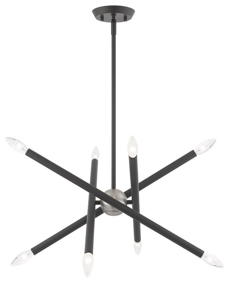 Livex Lighting Soho 8 Light Scandinavian Gray, Brushed Nickel Accents Chandelier