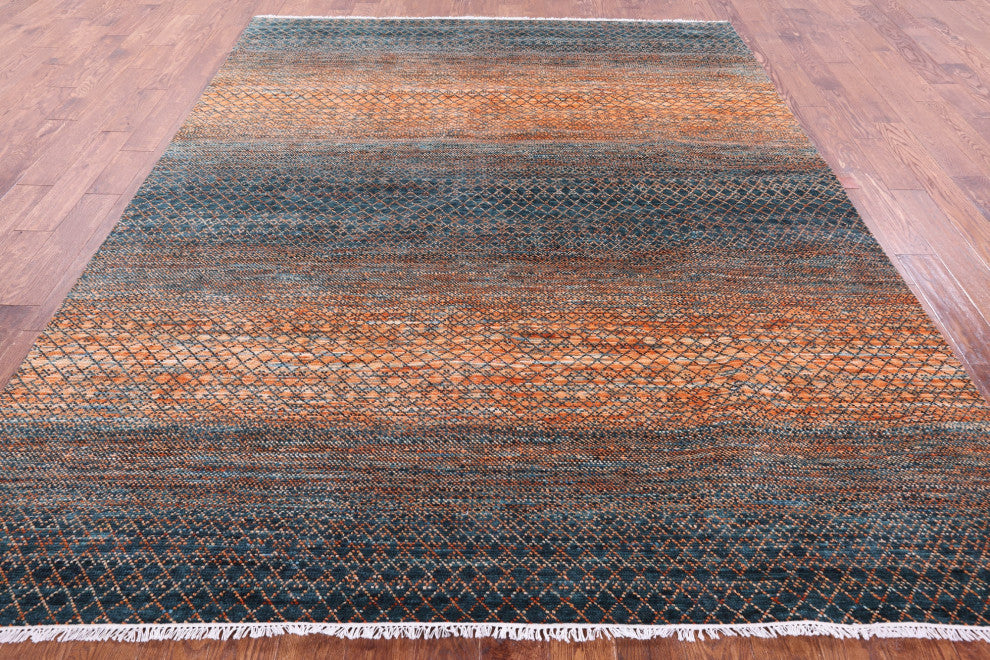 8' 1" X 10' 0" Savannah Grass Handmade Wool Rug - Q13243