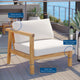 Sofa Corner Chair, Wood, Brown Natural White, Modern, Outdoor Patio Cafe Bistro