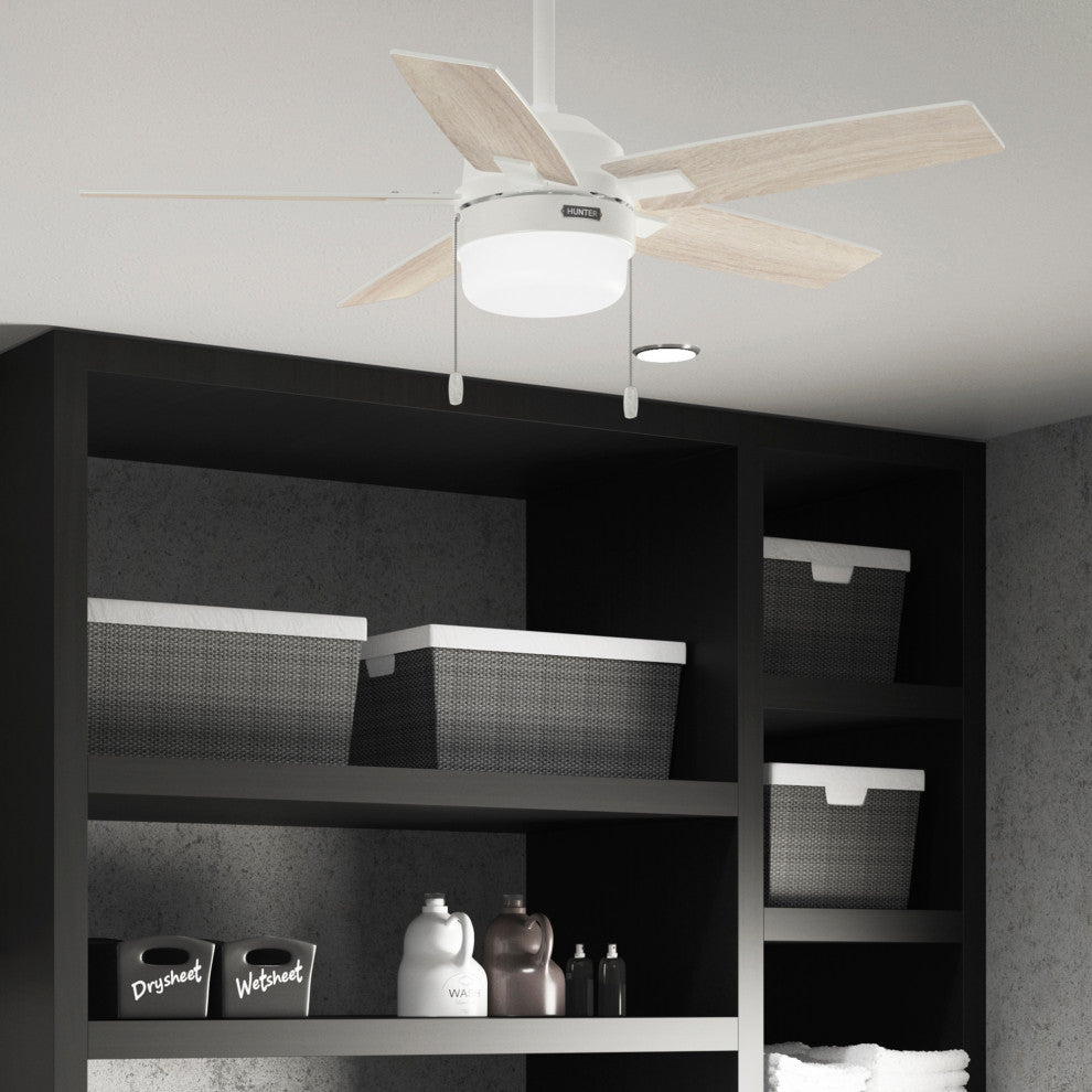 Hunter 44" Anisten Fresh White Ceiling Fan, LED Kit, Pull Chain