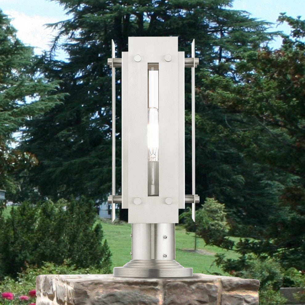 Livex Lighting Utrecht 1 Light Brushed Nickel Medium Outdoor Post Top Lantern