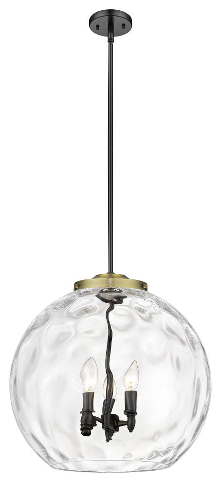 Athens Water Glass Pendant, Black Antique Brass, Clear Water Glass