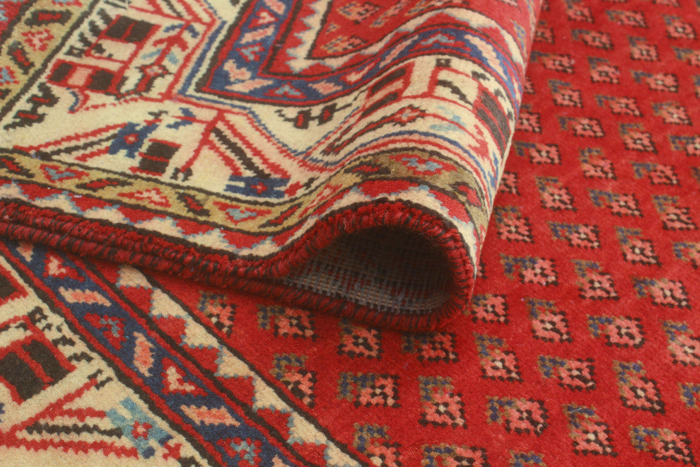 Fine Vintage Distressed Zyaire Red/Beige Rug, 4'4x7'0