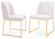 Set of Two White Gold  Faux Leather Fabric Dining Chairs