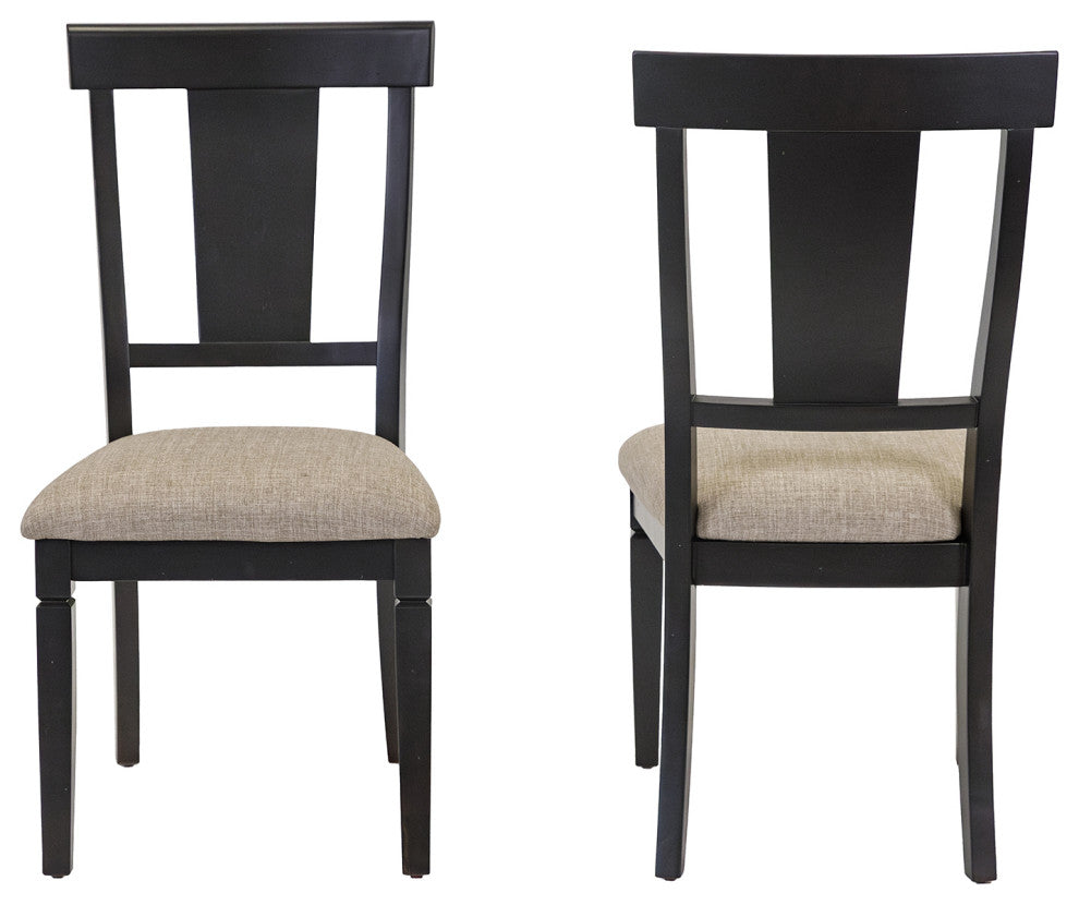 Two Wood Traditional Kitchen Table Chairs, Set of 2, Black