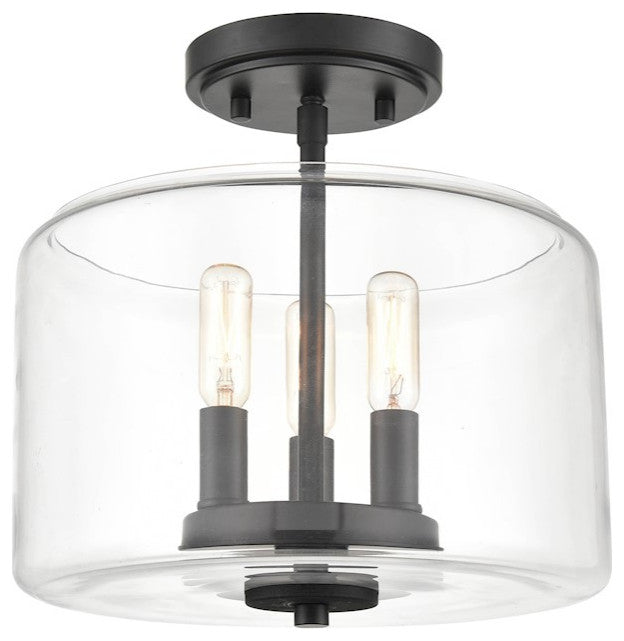 Millennium 6923-MB Three Light Semi-Flush Mount, Matte Black Finish