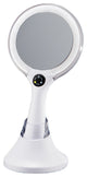 Table and Handheld Magnifying Mirror With LED Lights., White
