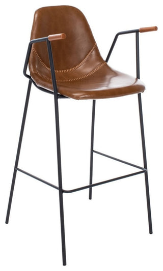 Safavieh Tanner Mid Century Barstool, Cognac/Black