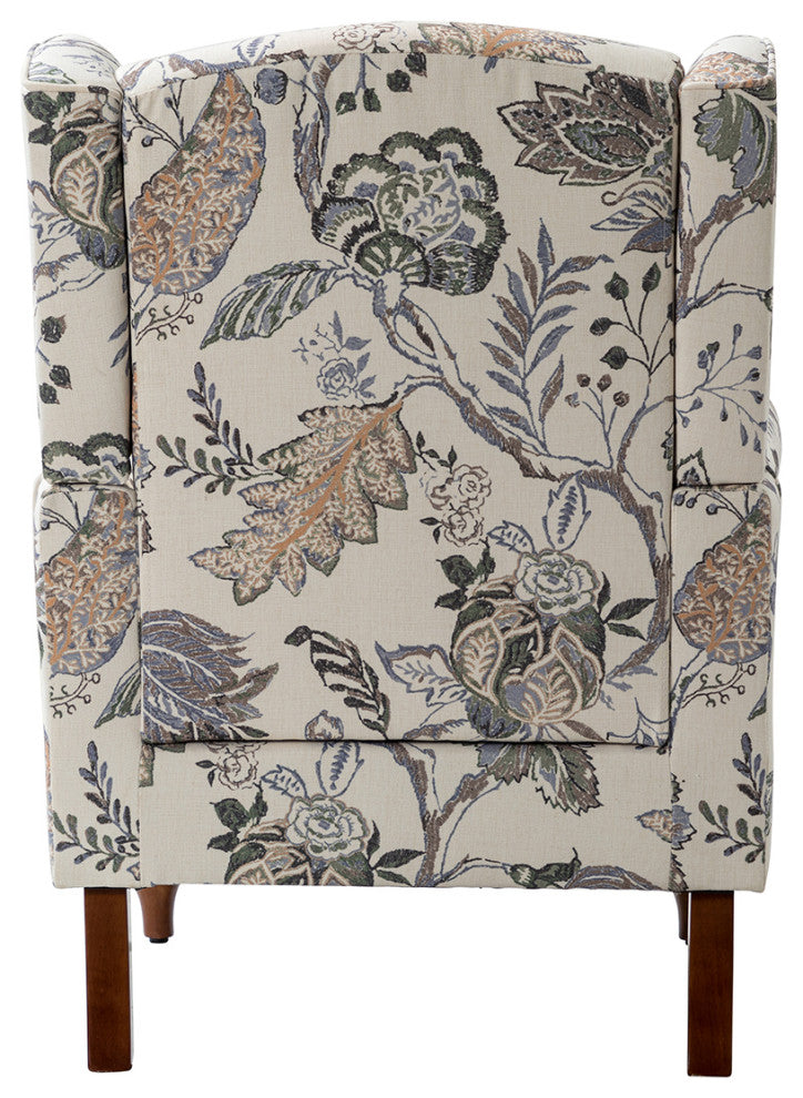 Wooden Upholstered Armchair, Set of 2, Green