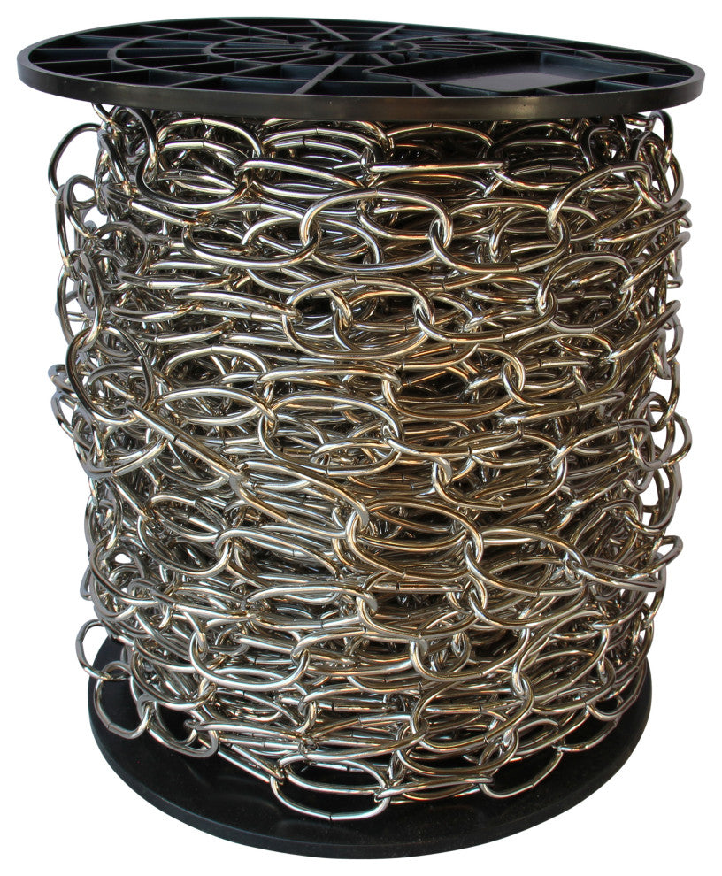 RCH Hardware Steel Standard Link Chandelier Chain, 164 Reel, Polished Nickel, U3