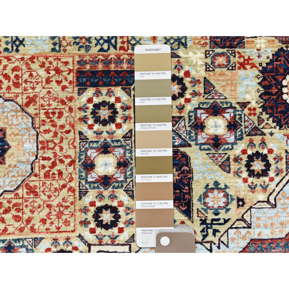 Green Shiny Wool Hand Knotted Super Fine Peshawar 200 KPSI Rug 8'2" x 10'0"