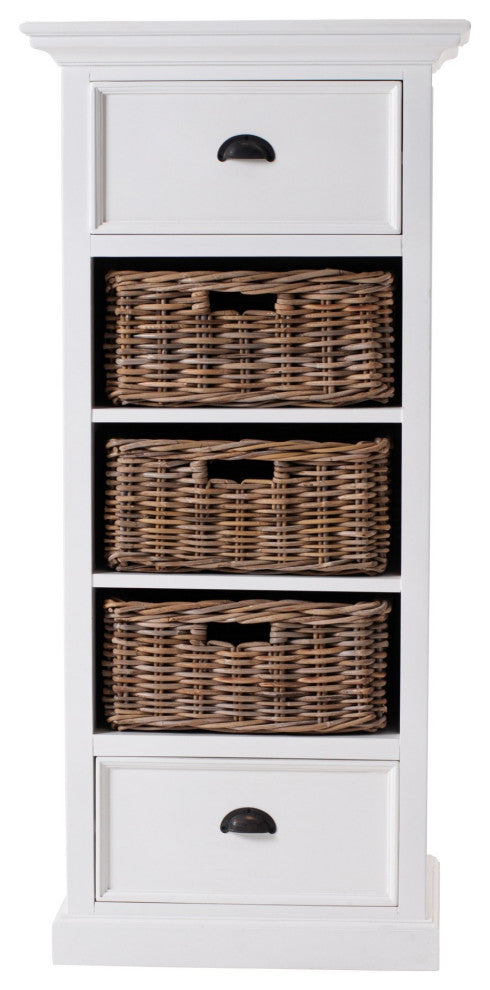 Classic White Storage Cabinet With Basket Set