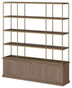 Braxton Dark Brown Wood With Antique Brass Metal 3-Shelf Shelving Unit