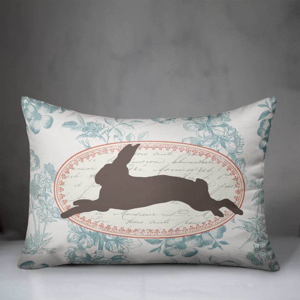 Vintage Florals Rabbit 14x20 Spun Poly Pillow