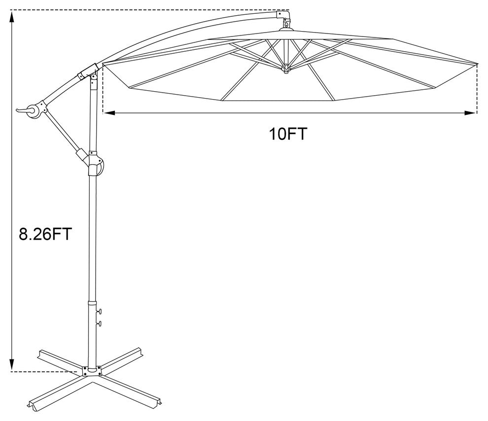 Villacera 10'' Patio Umbrella With 8 Steel Ribs Aluminum Pole Vertical Tilt Blue