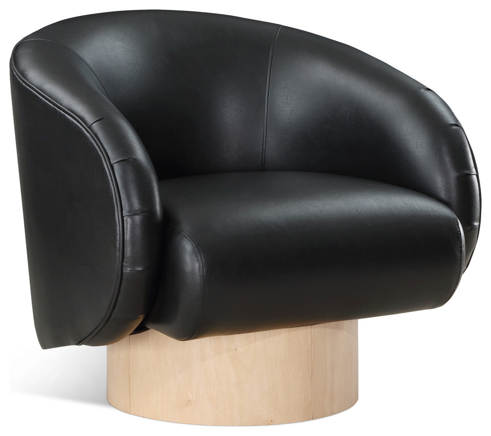 Gibson Vegan Leather Swivel Accent Chair, Black