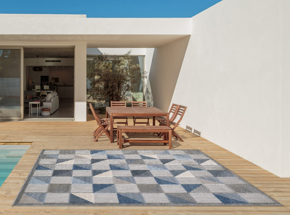 Calla Scope Indoor/Outdoor Rug, Blue, 6'7 X 9'