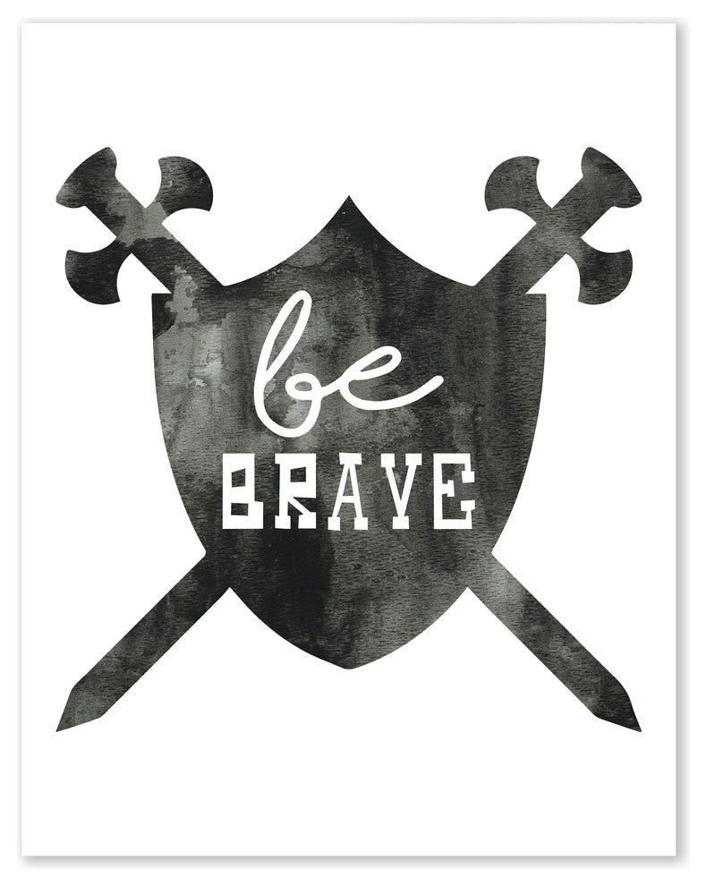 Be Brave Shield Paper Print, 24"x36"
