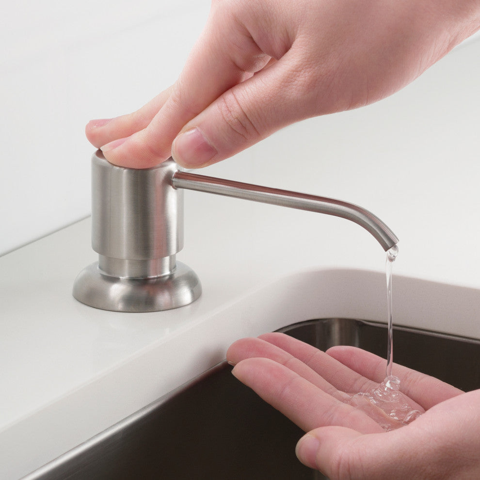 24" Undermount Stainless Steel Kitchen Sink, Pull-Down Faucet SS, Dispenser