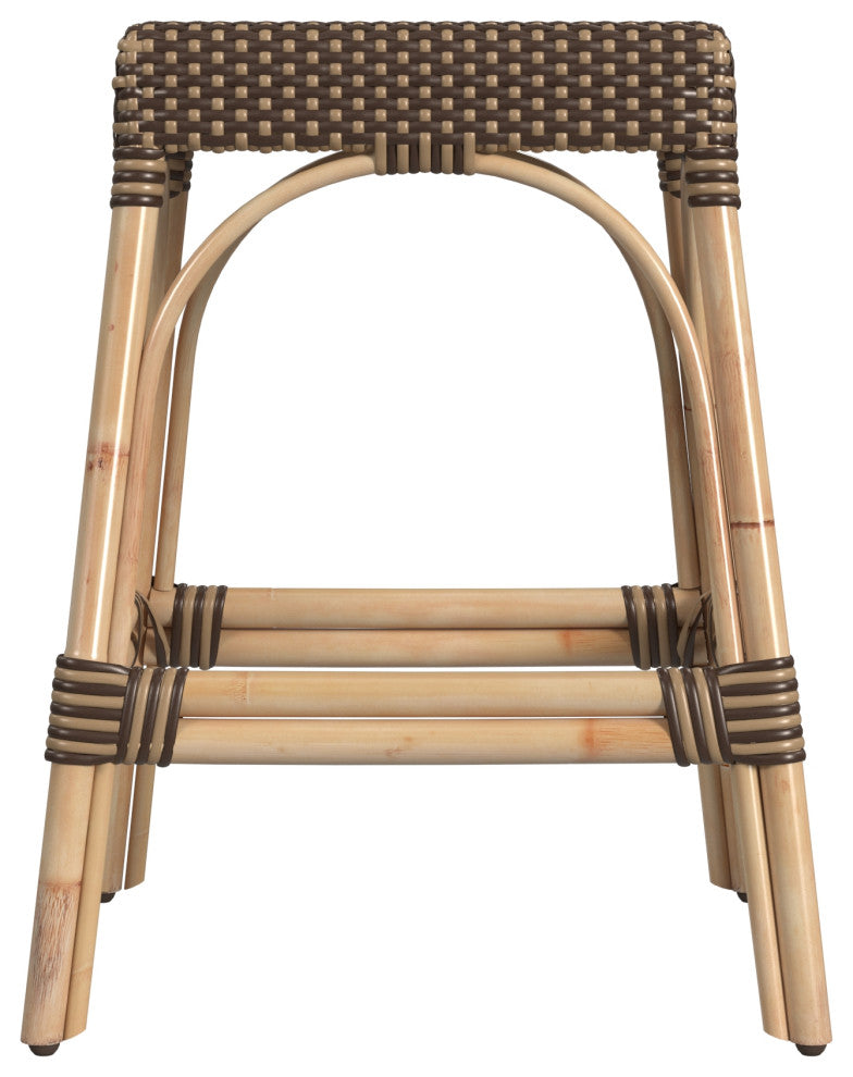 Robias Rectangular Rattan 24.5" Counter Stool, Brown