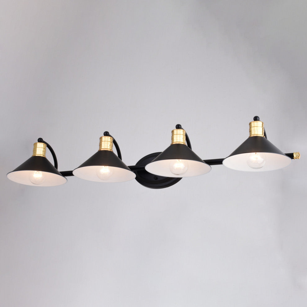 Vaxcel Lighting W0437 Akron 38"W 4 Light Vanity Light - Matte Black / Natural