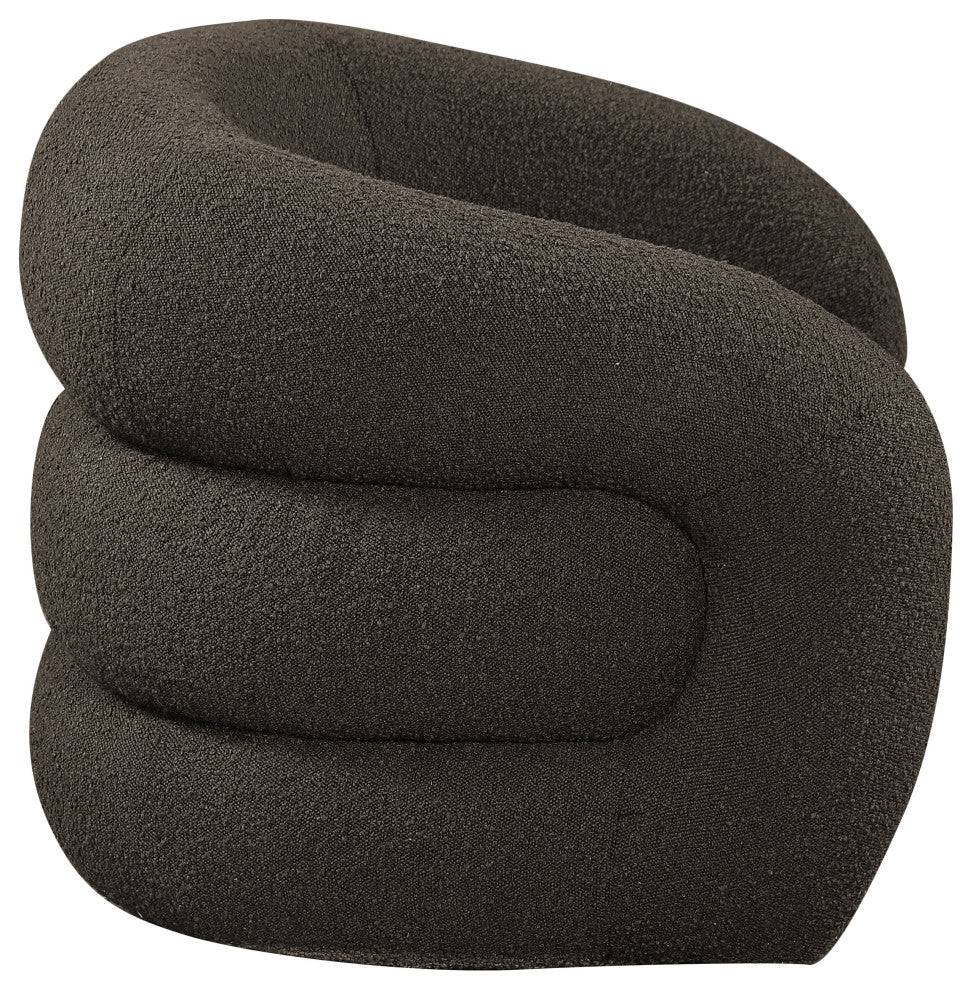 Roxbury Boucle Fabric Upholstered Swivel Accent Chair, Brown