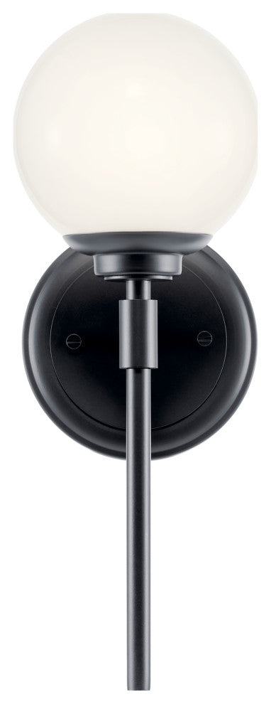 Benno 13.75" 1 Light Wall Sconce With Opal Glass, Black