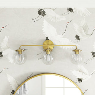 3-Lights Clear Globe Transparent Glass Shade Dimmable Wall Sconce Vanity Light
