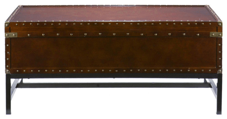 42" Brown Manufactured Wood And Metal Rectangular Coffee Table