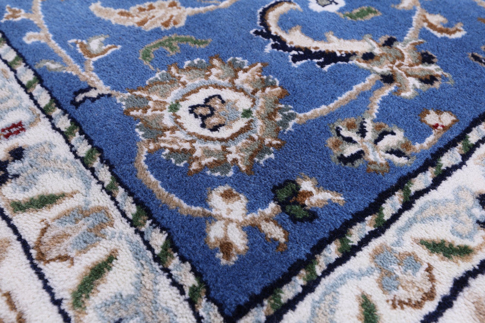 5' 2" X 7' 2" Wool & Silk Persian Nain Hand Knotted Rug - Q13138