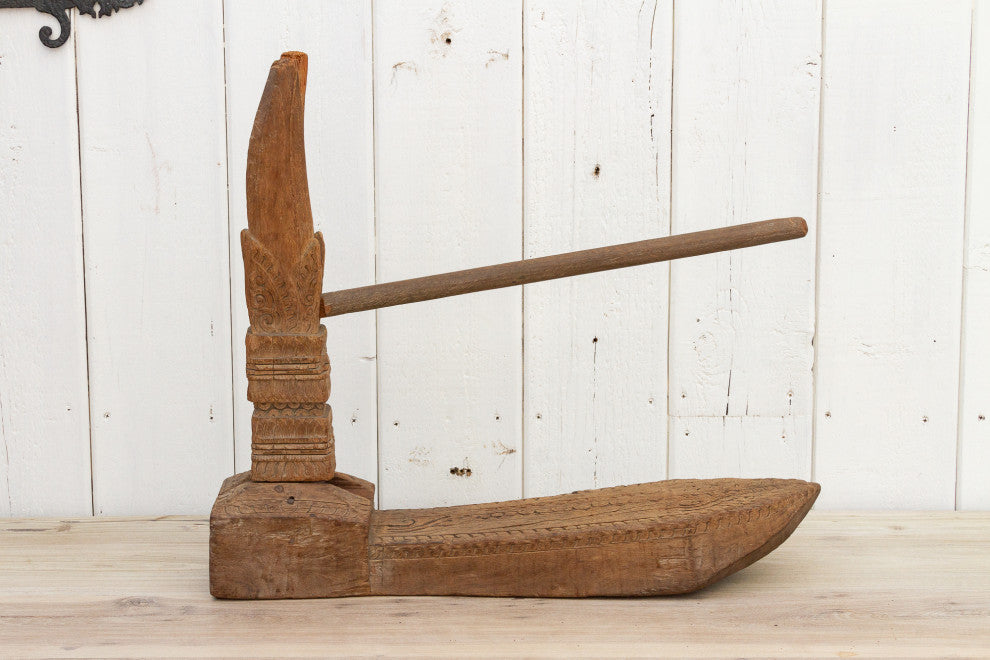 Rare Antique Carved Spinning Wheel